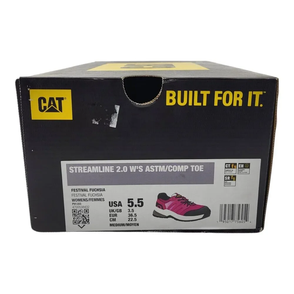 CAT Streamline 2.0 Women's ASTM Comp Toe Fuchsia Work Sneakers Shoes 5.5 New